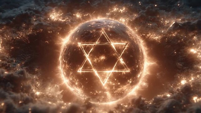 Energetic David Star Symbol Planet Nebula Visuals for Religious and Spiritual Purposes
