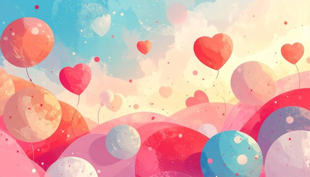 Playful lighthearted polka Valentines occasions dots, abstract wallpaper romantic creating cheerful minimalist Day backdrop