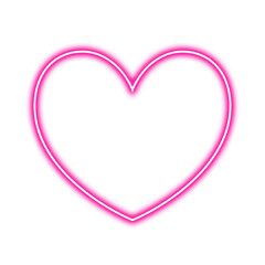 Neon Pink Heart Outline Icon, Glowing Love Symbol for Romance, and Aesthetic Light Design