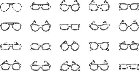 Fototapeta premium Set of eyeglasses outline vector icons