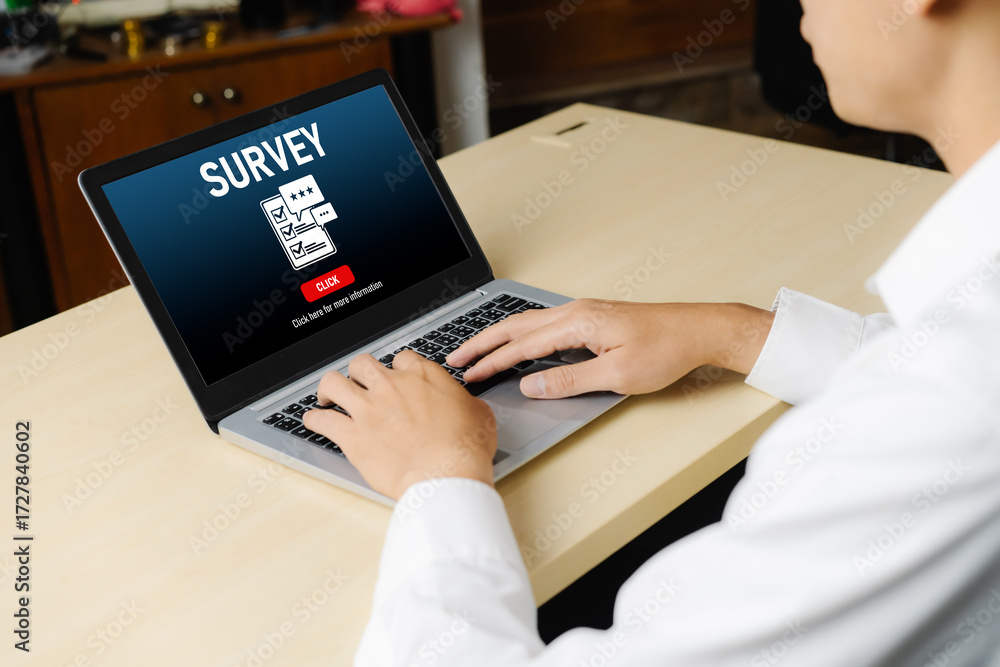 Poster online survey form for modish digital information collection on the internet network