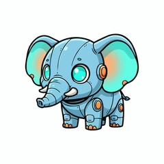 Naklejka premium Cute robot elephant illustration vector scalable adorable mechanical animal character design