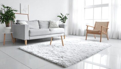 Bright living room with a plush rug