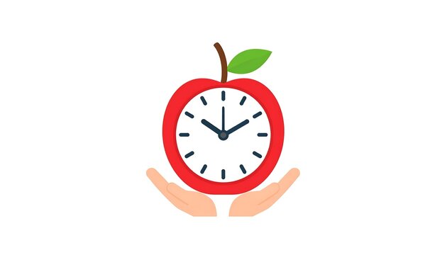 Apple clock held in hands - Powered by Adobe