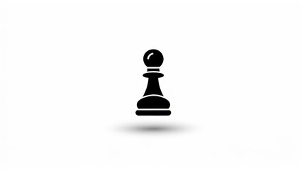 Black Pawn Chess Piece Silhouette Icon.