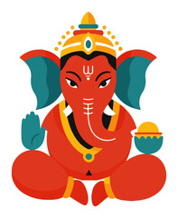 Colorful Lord Ganesha in a Flat Design Style