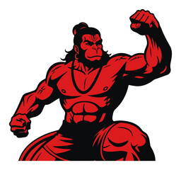 Powerful Muscular Hanuman in a Flexing Pose