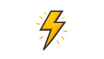 A bright yellow cartoon lightning bolt with radiating light