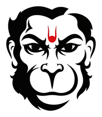 Stylized Lord Hanuman Face Silhouette Vector