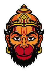 Traditional Hanuman God Face Vector Illustration
