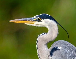 Close-up of a heron's profile