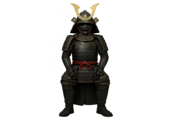 Traditional japanese samurai warrior armor sitting on transparent background