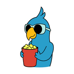 Parrot eating popcorn