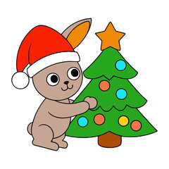 Rabbit decorating tree