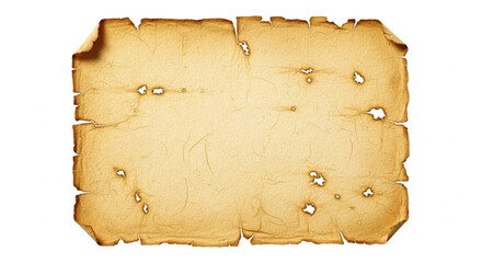 Aged parchment map texture with burned edges and stains isolated for design