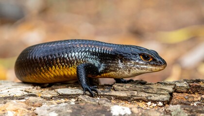 Fototapeta premium Close-up of a lizard on a log