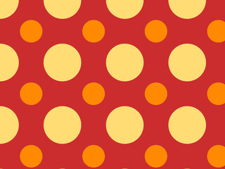 Bold Red Background Yellow Circles Orange Dots Pattern Playful Design