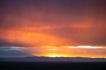 Glorious Wyoming sunset with red orange tones