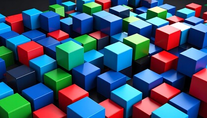 Obraz premium Colorful 3D cubes fill a space