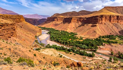 Fototapeta premium Arid valley with a winding river