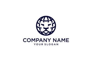 globe lion leo head face image vector icon logo