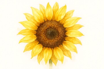 Naklejka premium Vibrant yellow sunflower with dark brown center isolated on a soft white background