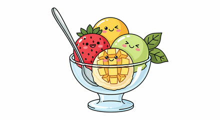 fruit salad in glass bowl