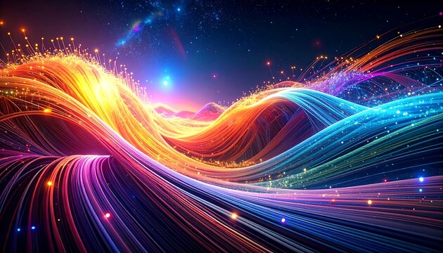 Abstract digital waves of light