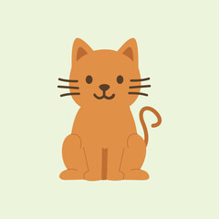 Illustration of a cute brown cat in flat design style, sitting with an adorable expression.