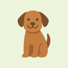 Illustration of a cute brown dog in flat design style, sitting with a friendly and adorable expression.
