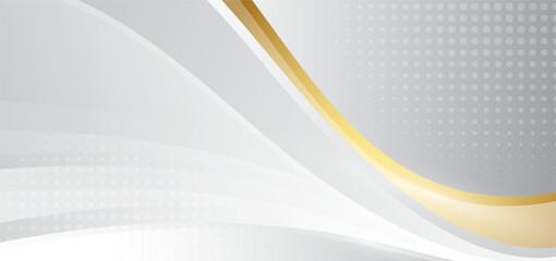 Abstract template grey and gold background waves with halftone.