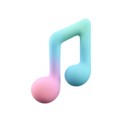 Obraz premium 3d musical note with pastel gradient isolated on transparent background