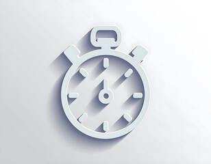 Minimalist Stop Watch Icon with Shadow on Clean Background