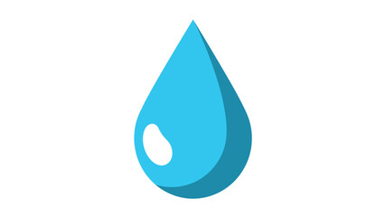 Blue Water Drop Icon. Clean Vector Illustration of a Single Stylized Droplet, Symbolizing Purity, Freshness, and Hydration on White Background.