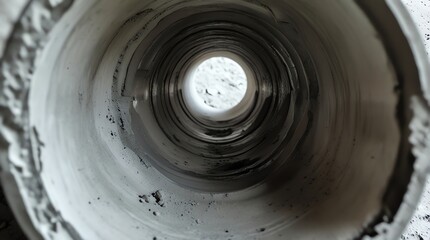 View from inside a dirty textured cylindrical pipe