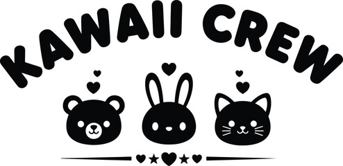  Kawaii Crew Logo – Cute Bear, Bunny & Cat Mascots for Kids Apparel, Toys & Stickers
