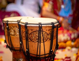 Two traditional drums at a wedding ceremony