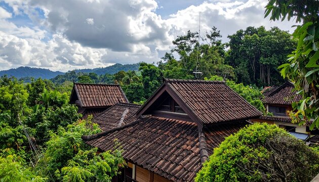 Lightning rods installed on the roof of a traditional house