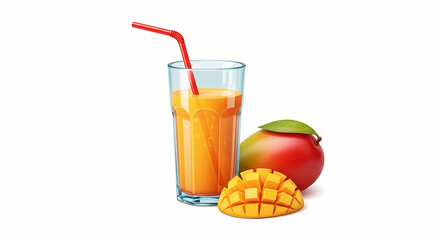 glass of orange juice and fruits