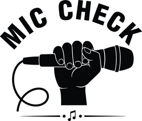 Mic Check Logo – Hand Holding Microphone Emblem for Hip‑Hop, Rap & Podcast