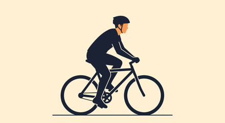 Fototapeta premium A silhouette of a person riding a bicycle with a neutral background, promoting healthy lifestyle and outdoor activity