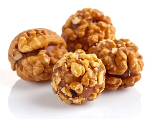 Obraz premium Close-up of four walnut candies