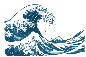 Japanese ukiyo-e wave art with mount fuji