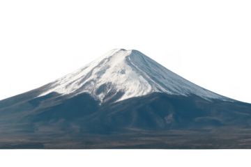 Mount fuji volcano with snow on transparent background