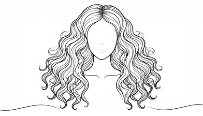 Fototapeta premium Medium curly woman hair vector design with elegant outline