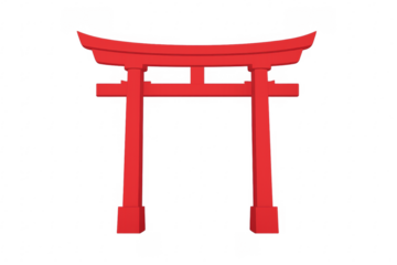 Red torii gate, traditional shinto worship symbol