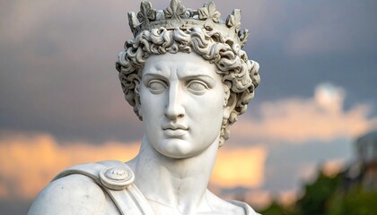 Close-up of a regal, sculpted male figure