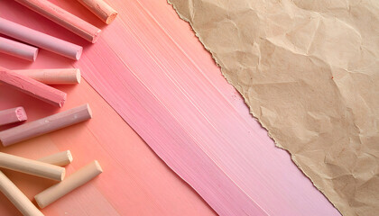 Soft Pastel Colors and Texture on Brown Paper Background