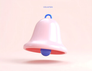 Cute Pink Bell Hanging in Air with Simple Background Design