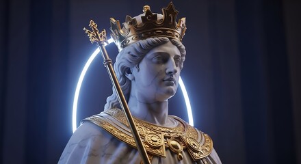 Obraz premium Ancient King Statue with Crown.